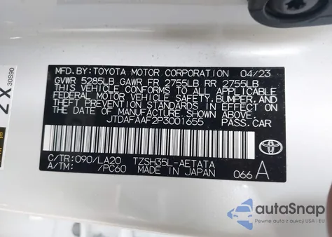 2023 Toyota Crown Platinum from USA, damaged, VIN JTDAFAAF2P3001655